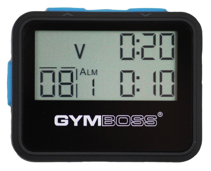 Gymboss مؤقت جيمبوس وفترة توقيت وساعة مع حزام ساعة - حزمة (أسود مع أزرار زرقاء، مقاس واحد يناسب الجميع) - Image 3